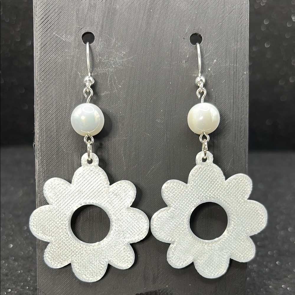 White Floral Earrings